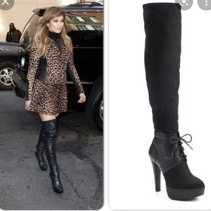 JLo Vivah Over the knee Black Boots